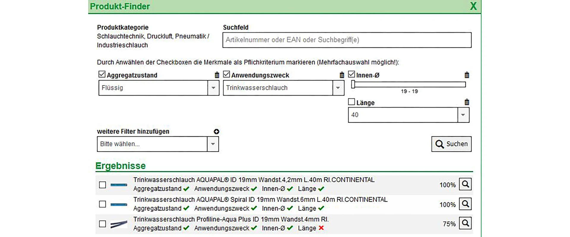 Instandhaltungskonzept Produkt Finder