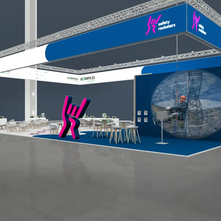 Grafik zum Messestand der KOMPASS-Gruppe auf der A+A