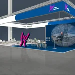 Graphic depicting the KOMPASS Group's exhibition stand at A+A